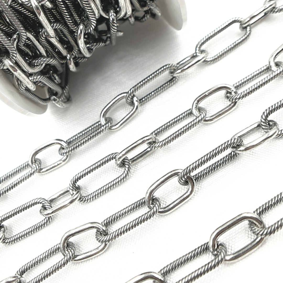 Oxidized 925 Sterling Silver Paperclip Chain. V147OX