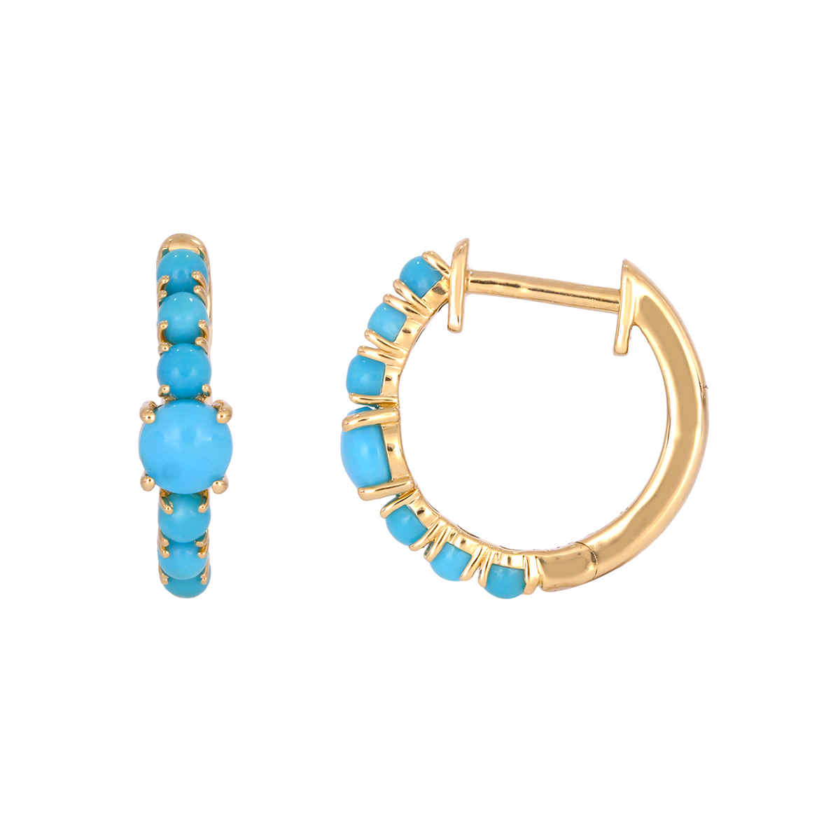14K Solid Gold Turquoise