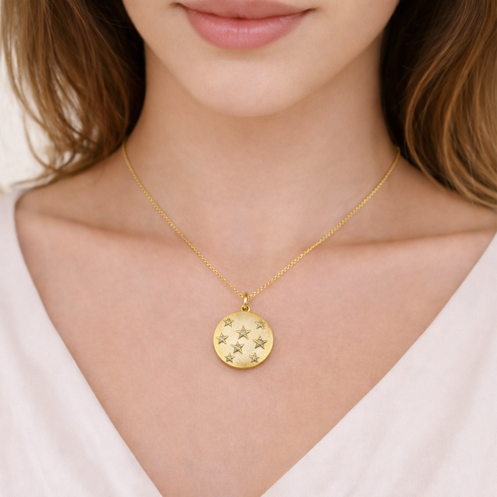 14K Solid Gold Circle Charm