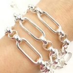 Load image into Gallery viewer, 925 Sterling Silver Hollow Paperclip and Rolo Link Chain. GIU604SS
