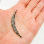 Load image into Gallery viewer, DE011. Sterling Silver Black Rhodium Diamond Moon Connector