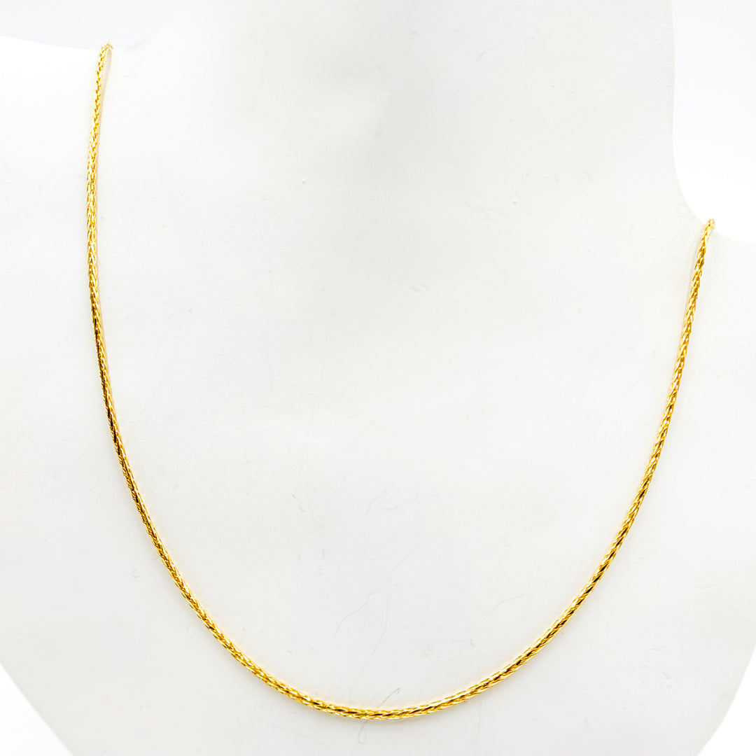 TRE004. 14k Solid Yellow Gold Wheat Chain