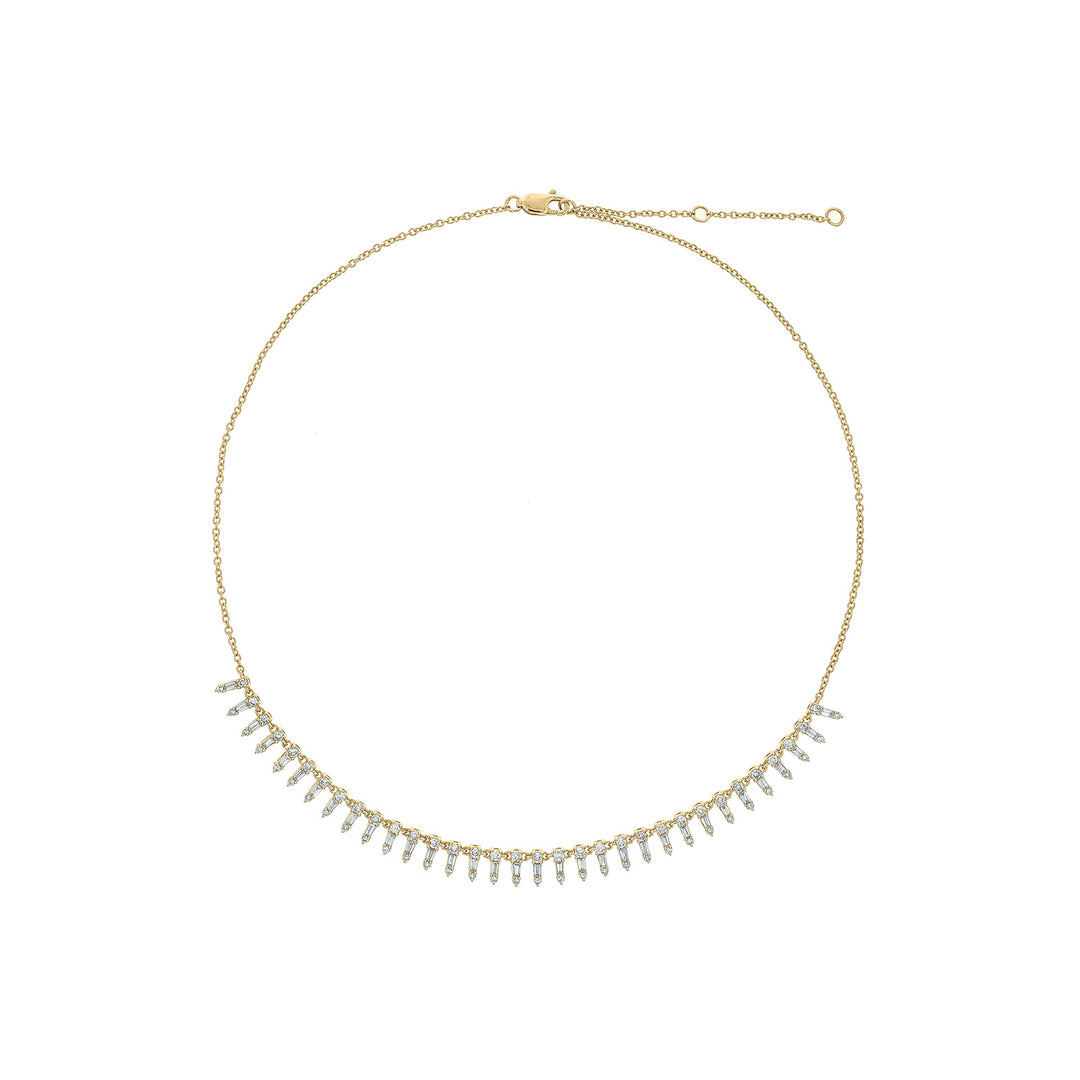 NFP70815. 14K Solid Gold Diamond and Gemstone Bars Necklace