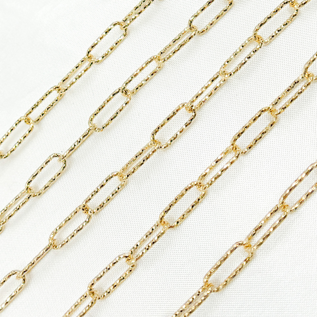 Gold Plated 925 Sterling Silver Diamond Cut Paperclip Chain