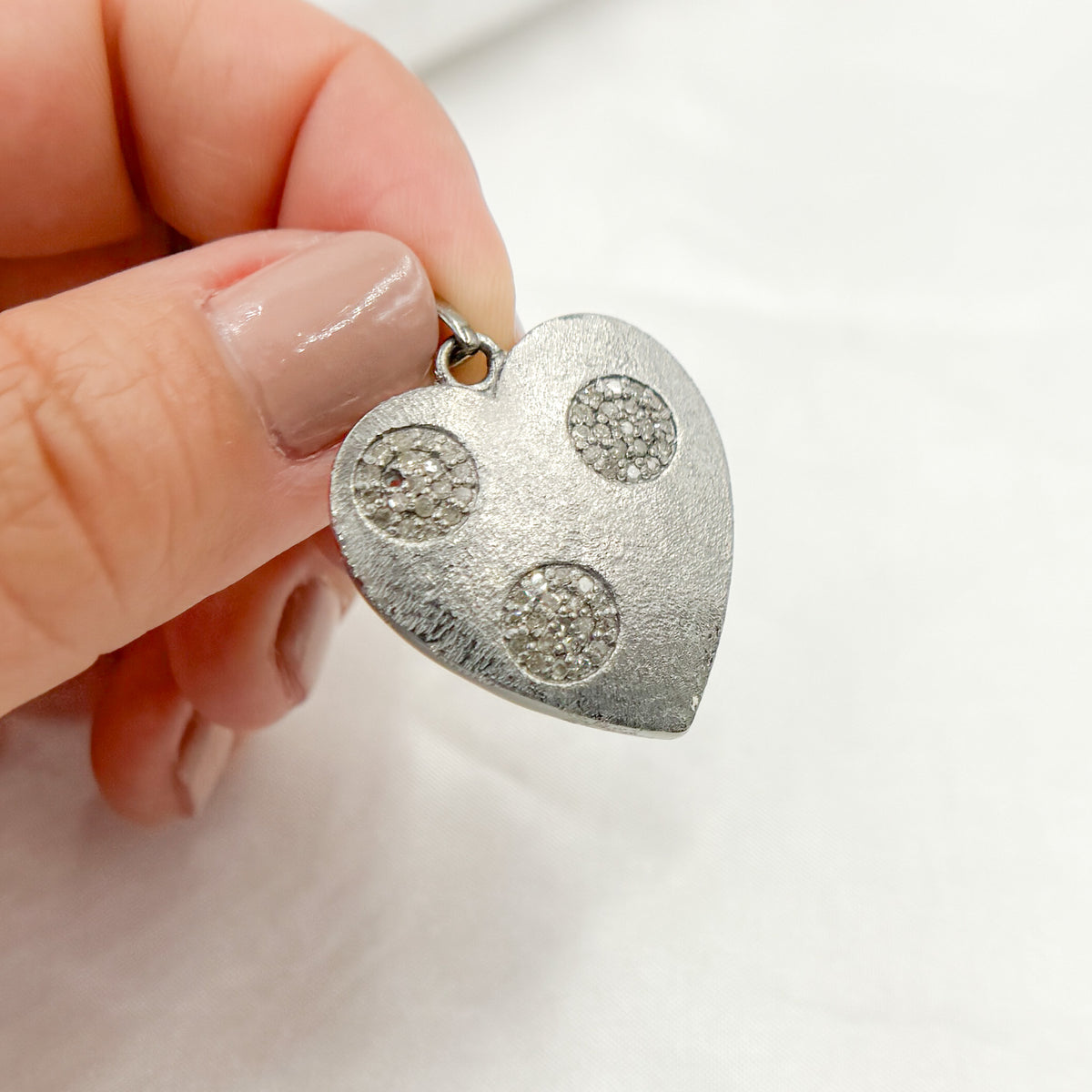 DP550. Diamond Sterling Silver Heart Pendant with Circles