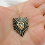 Load image into Gallery viewer, 14k Solid Gold Sterling Silver Black Rhodium with Diamonds Pentagon Charm. KSG22
