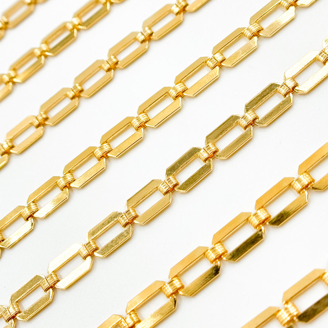60GF. 14K Gold-Filled Modern Rectangular Fancy Link Chain