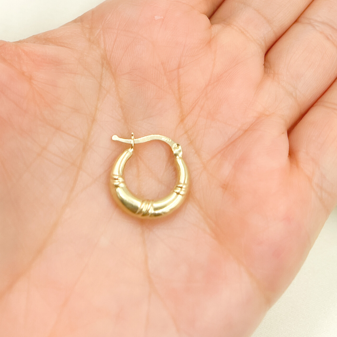 GER140. 14K Solid Gold Chunky Hoop