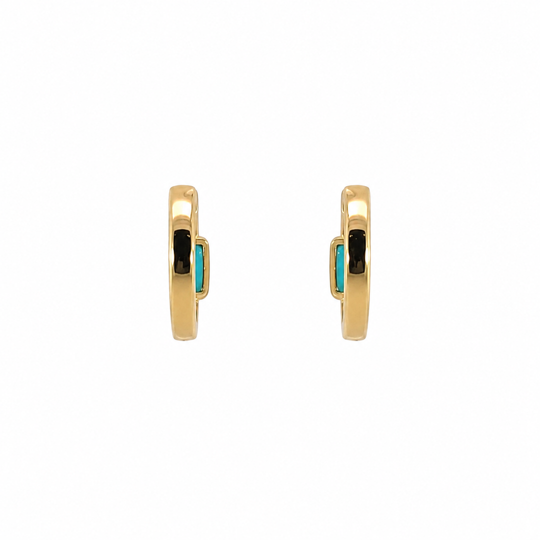 CE97352TQ5X3. 18K Solid Gold Diamond & Turquoise Earrings