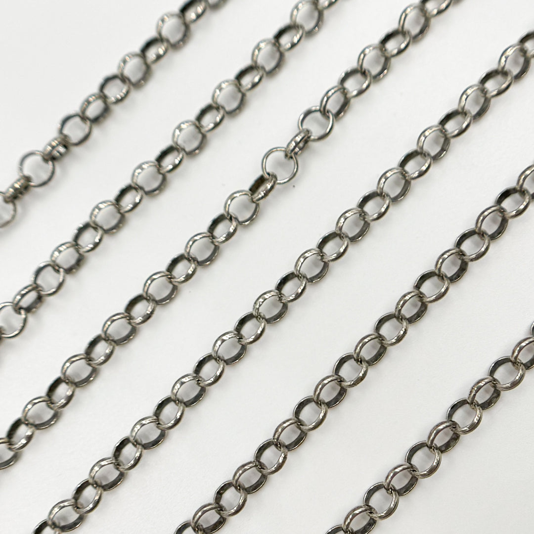 V89OX. Sterling Silver Oxidized Rolo Chain
