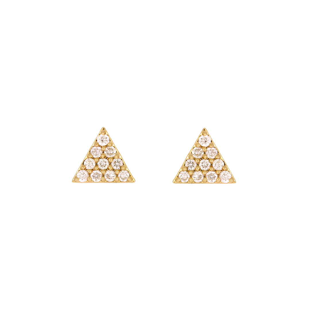EFC54162. 14K Solid Gold and Diamonds Triangle Studs