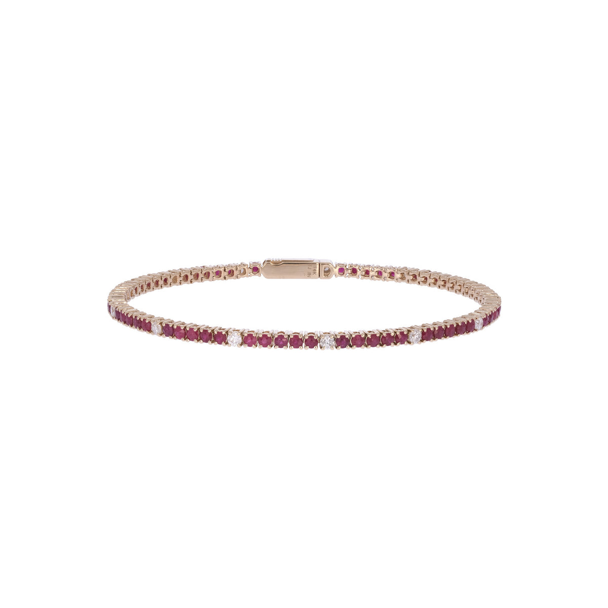 CB97383-2. 14k Solid Gold Diamond and Gemstone Tennis Bracelet