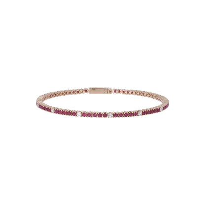CB97383-2. 14k Solid Gold Diamond and Gemstone Tennis Bracelet