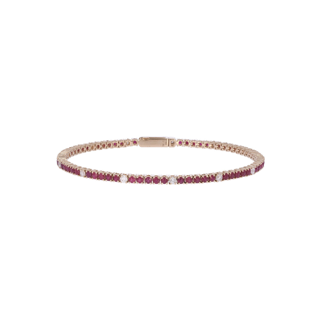 CB97383-2. 14k Solid Gold Diamond and Gemstone Tennis Bracelet