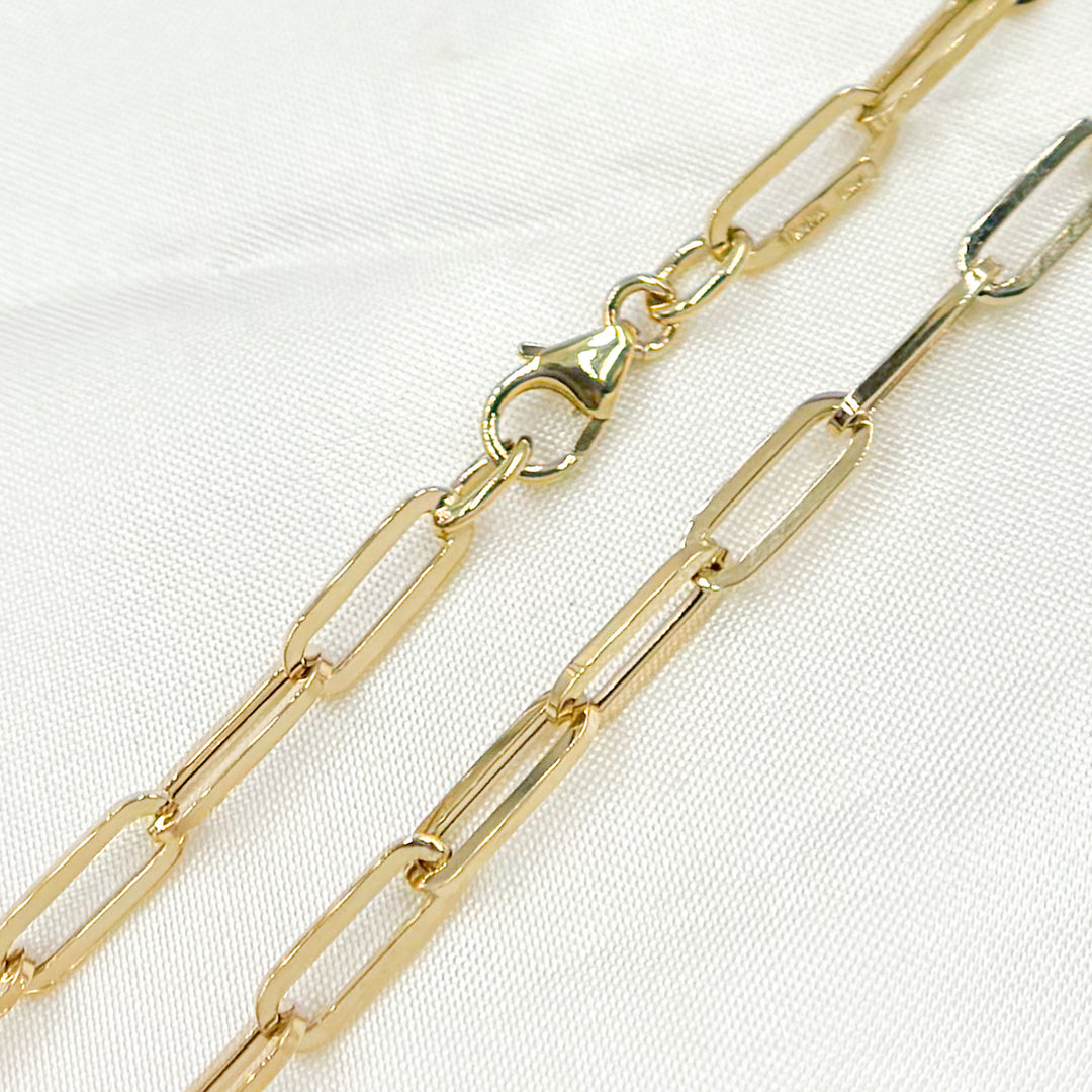 568/697/G. 14K Yellow Gold Hollow Flat Paperclip Chain