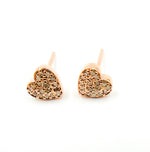 Load image into Gallery viewer, DE053. Pave Diamond Sterling Silver Heart Studs
