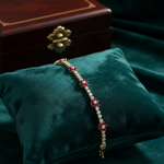 Load image into Gallery viewer, BR402699. 14k Solid Gold Diamond and Gemstone Fancy Flower Bracelet