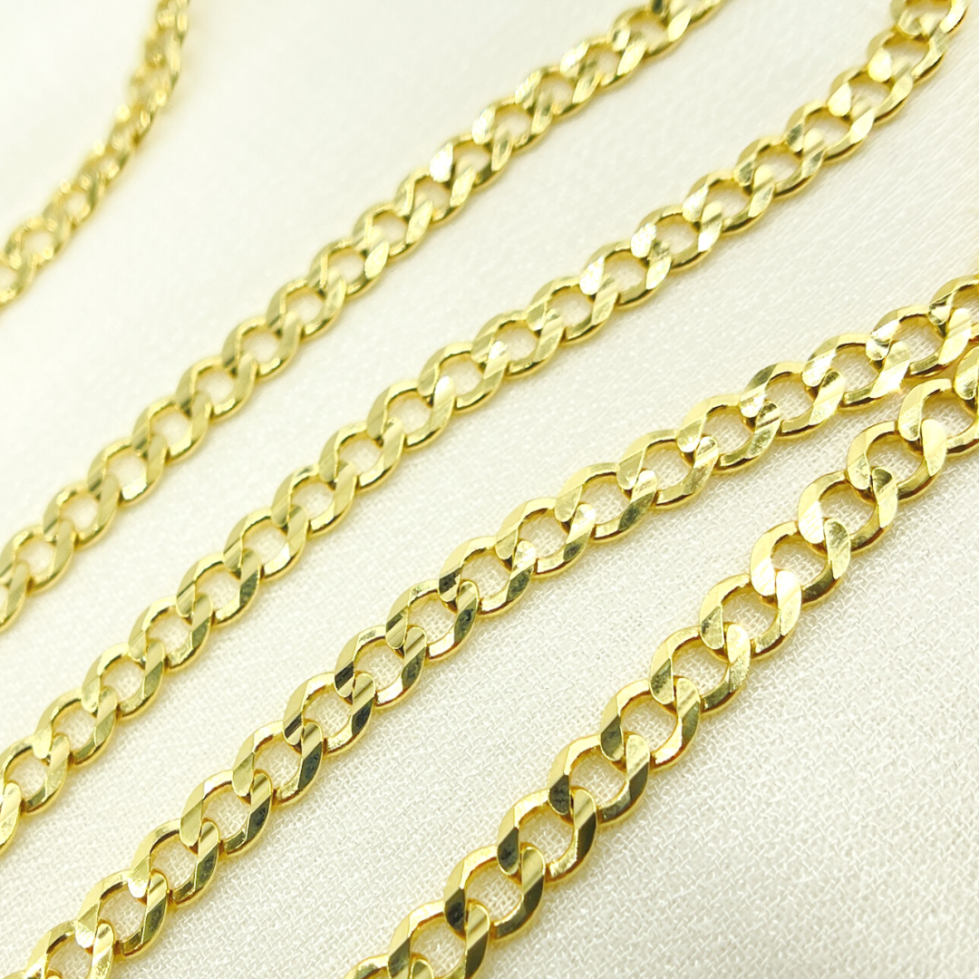 100R13FG1T2A9L001byFt. 14K Solid Yellow Gold Flat Curb Chain by Foot