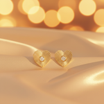 Load image into Gallery viewer, EFA53561. 14K Solid Gold Diamond Heart Stud Earrings