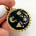 Load image into Gallery viewer, DP575A. Diamond Sterling Silver Round Enamel Pendant
