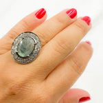 Load image into Gallery viewer, DE016. Diamond Sterling Silver Labradorite Oval Ring
