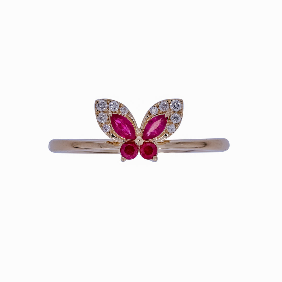 RFA19695RU. 14K Solid Gold Diamond and Ruby Ring