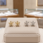 Load image into Gallery viewer, ER413387. 14K Solid Gold Diamond Flower Studs