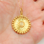 Load image into Gallery viewer, 14K Solid Gold with Diamonds Circle Charm. KG23
