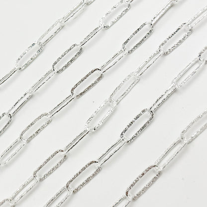 Y80FDCSS. Sterling Silver Flat Textured Paperclip Chain