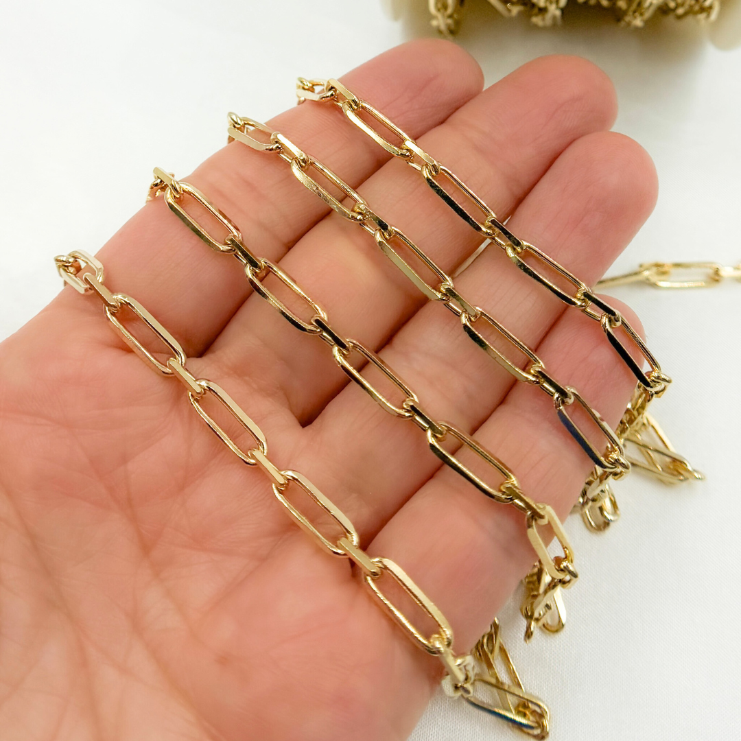 Gold Plated 925 Sterling Silver Diamond Cut Paperclip Link Chain