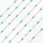 Load image into Gallery viewer, Buy Sterling Silver Turquoise Color Enamel  Marina Link Chain
