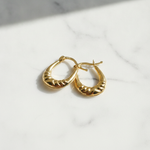 Load image into Gallery viewer, GER180. 14K Solid Gold Croissant Hollow Hoops