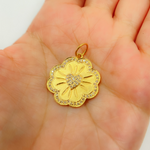 Load image into Gallery viewer, 14K Solid Gold Flower Pendant with Diamond Heart. GDP165
