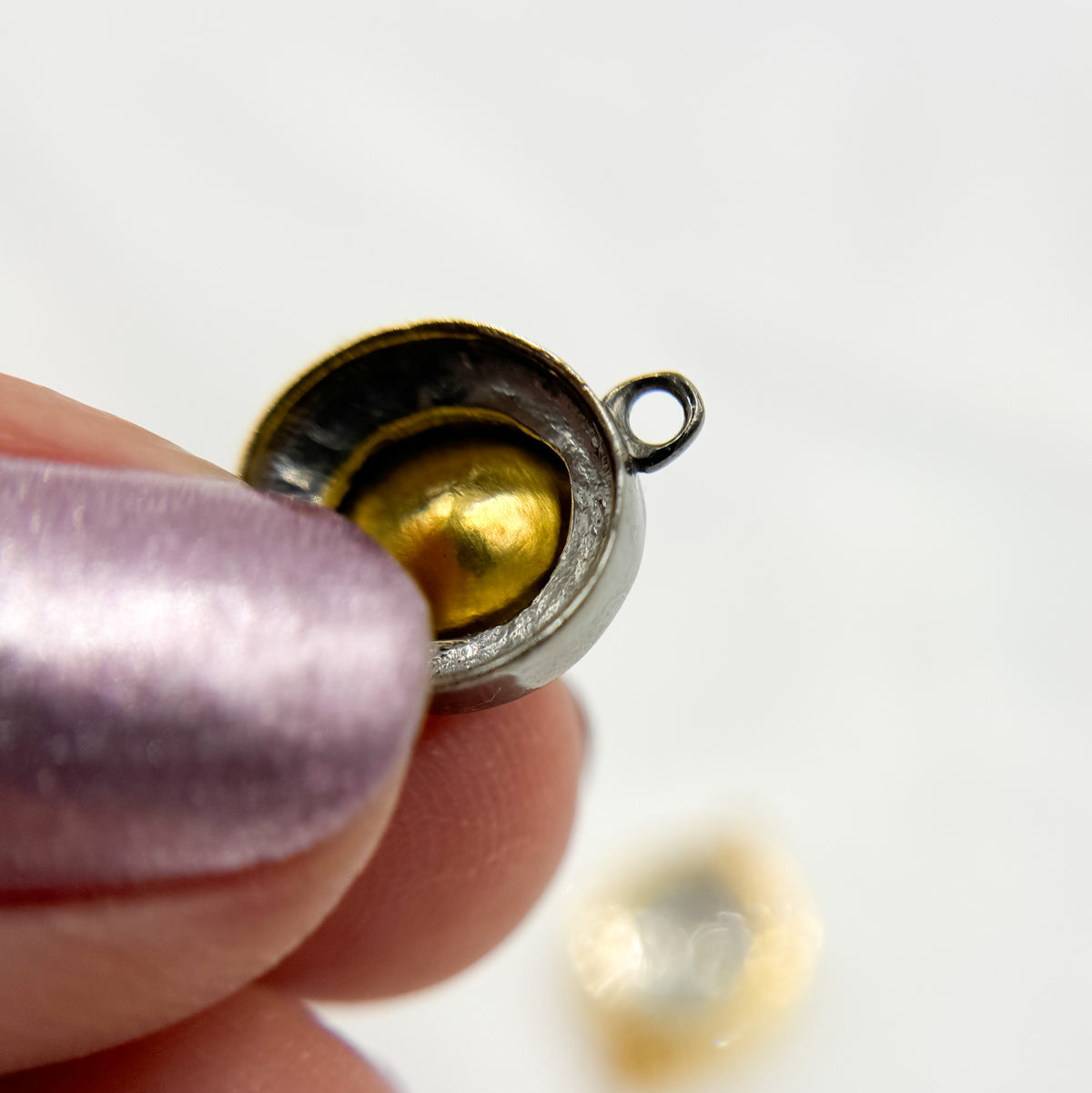DC940A. Polki Diamond & Sterling Silver Small Connector