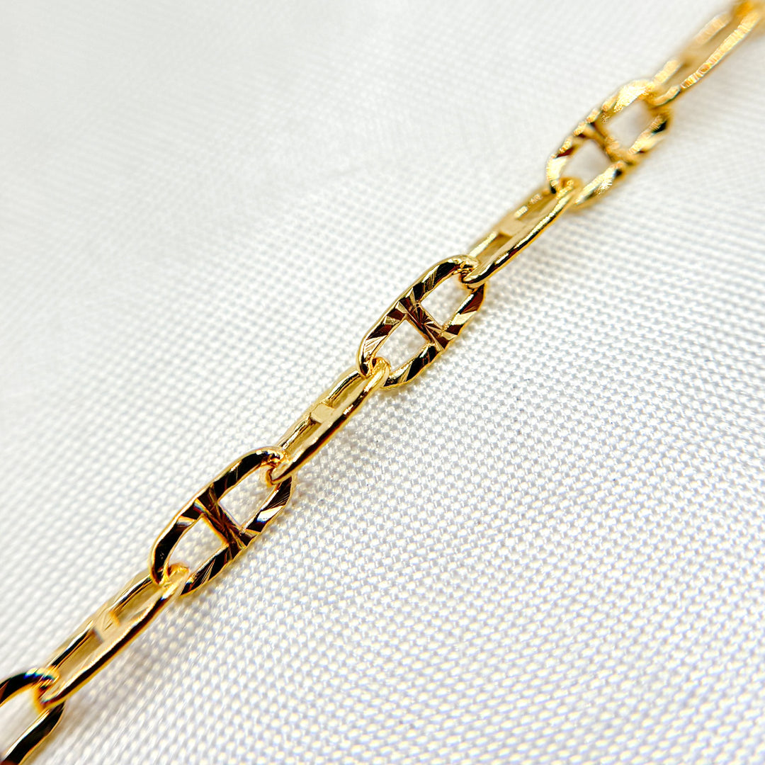 V249GF. 14K Gold Filled Diamond Cut Marina Link Chain