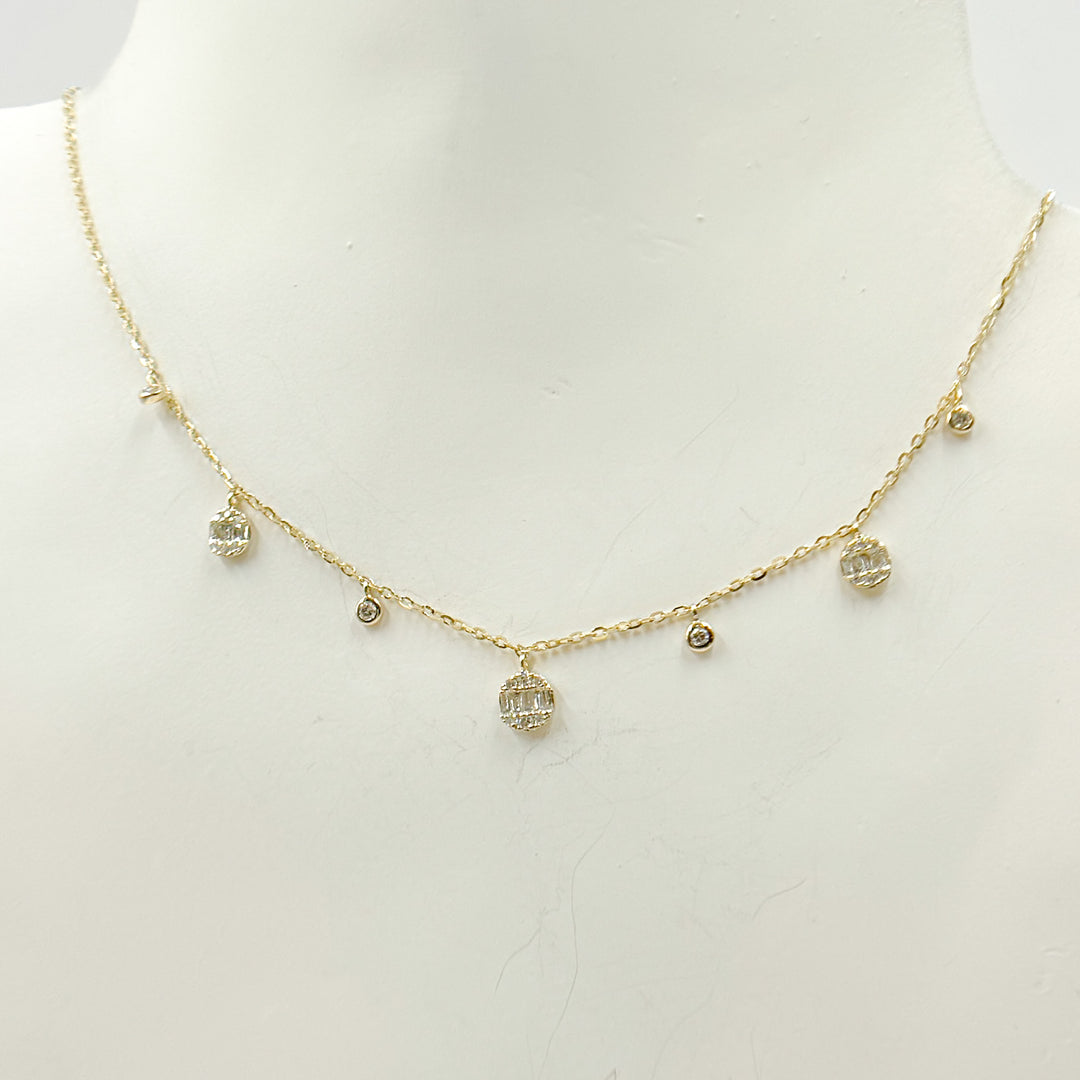 14K Solid Gold Diamond Dangle Necklace. NT401855