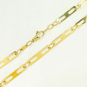 14K Solid Yellow Gold Mirror Flat Rectangle Link Chain