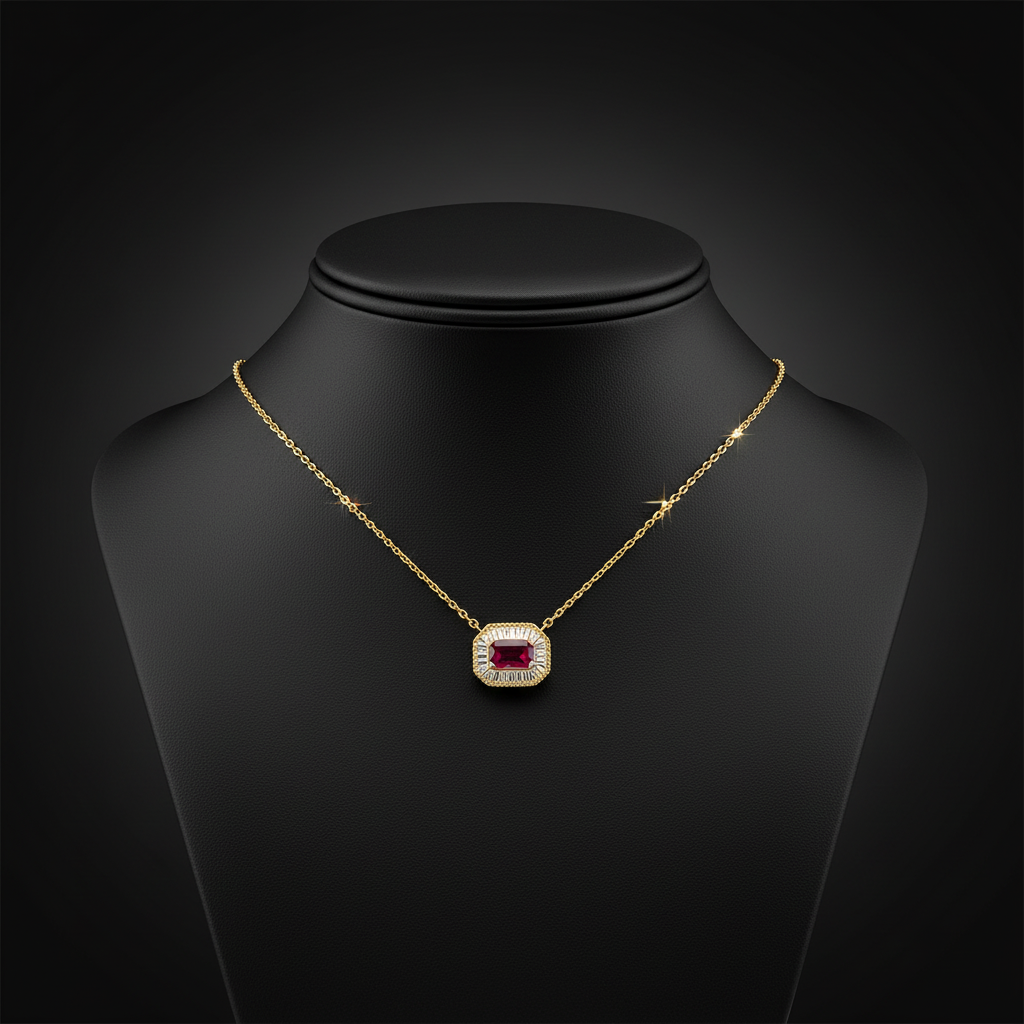 NT405922. 14K Solid Gold Octagon Gemstone Fancy Tiny Necklace