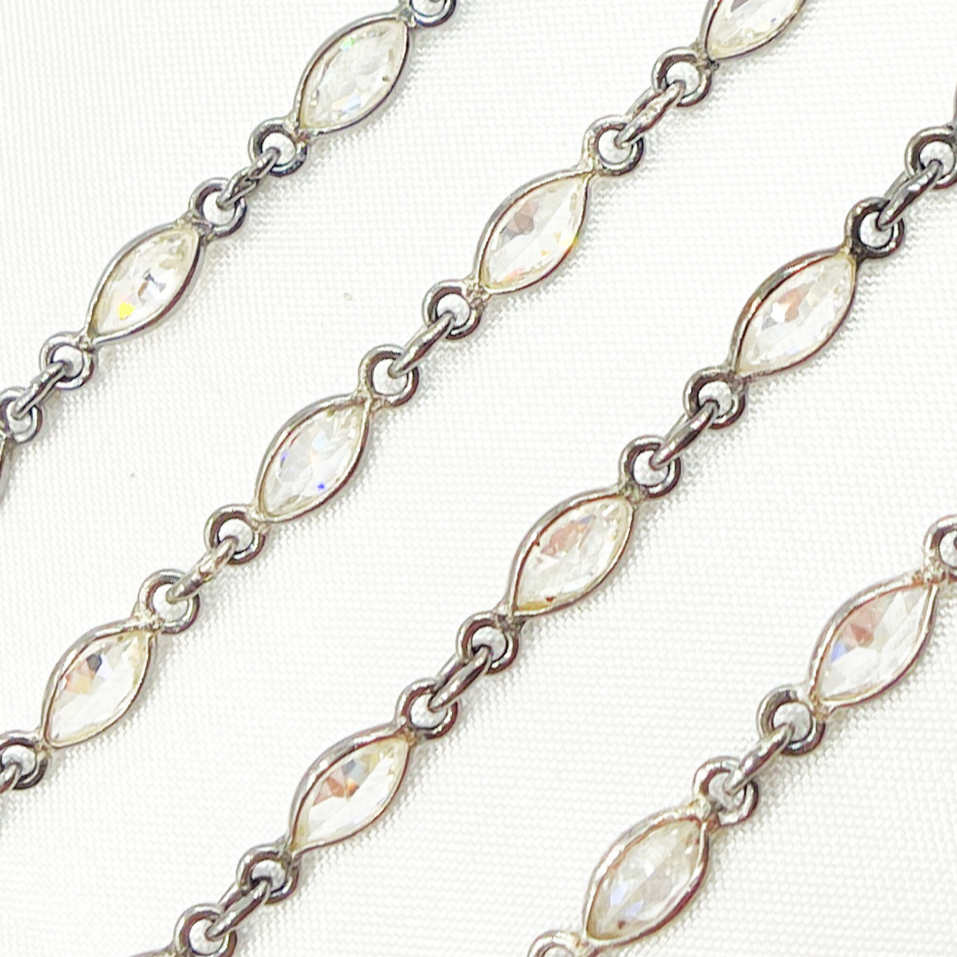 CZ65. Cubic Zirconia Marquise Shape Connected Chain