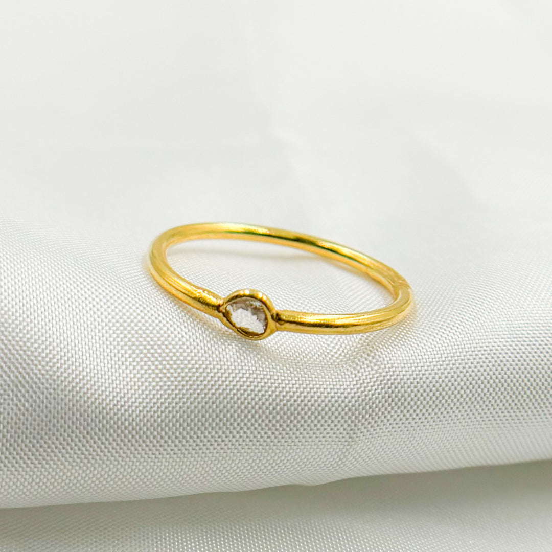 DR034. Diamond Sterling Silver Gold Plated Ring