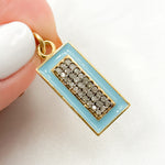 Load image into Gallery viewer, DC558A. Diamond Sterling Silver Rectangle Enamel Pendant
