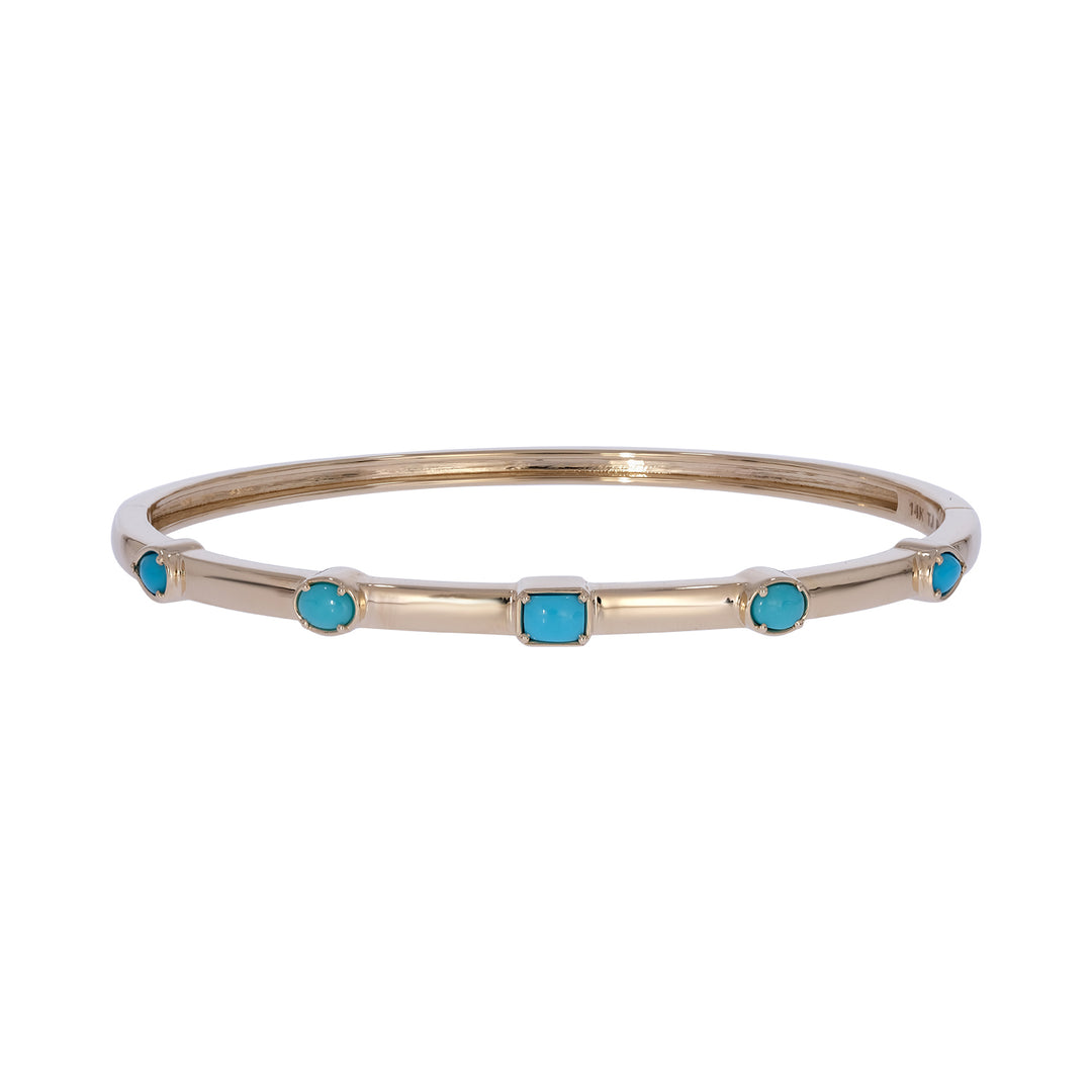 BNZ68726. 14K Solid Yellow Gold Diamond and Turquoise Bangle