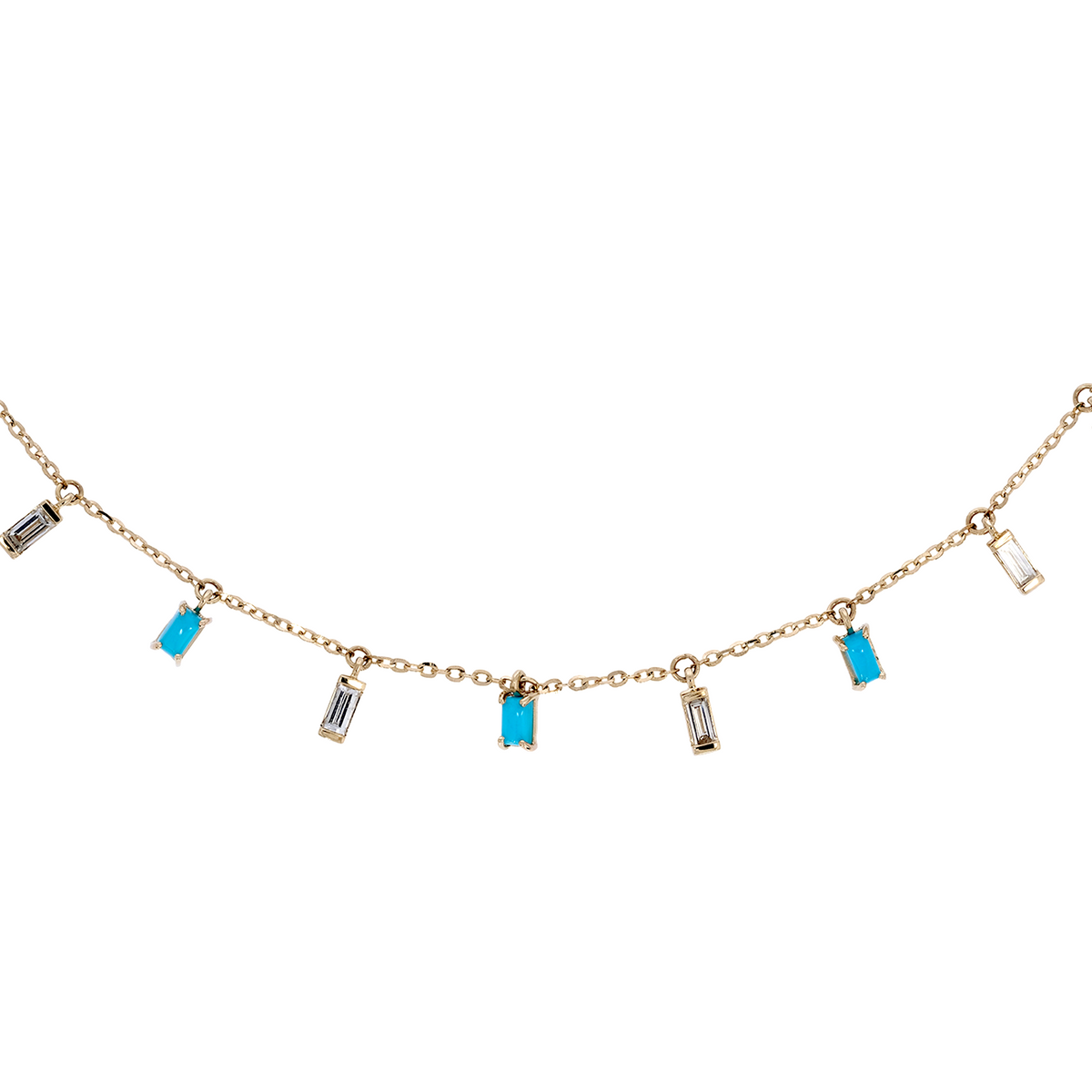 NFE72588TQ. 14K Solid Gold Diamond and Turquoise Necklace