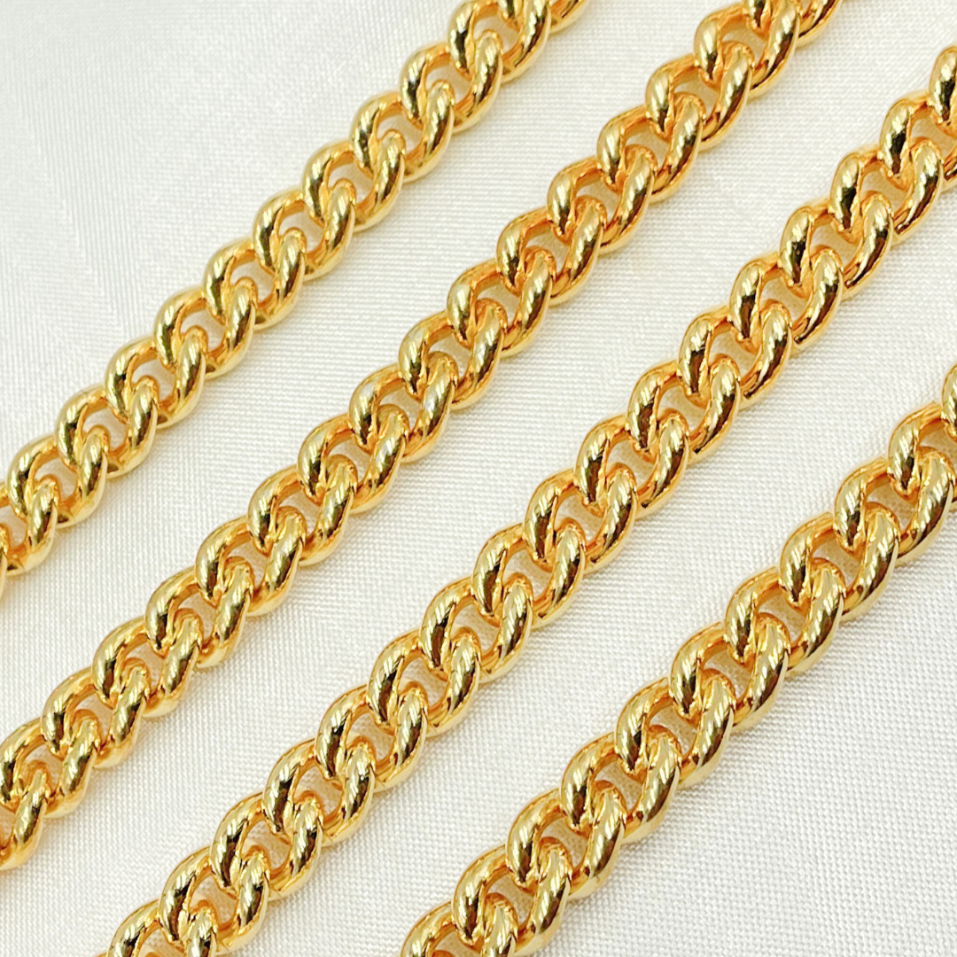 Gold Plated 925 Sterling Silver Smooth Curb Link Chain. 7005GP