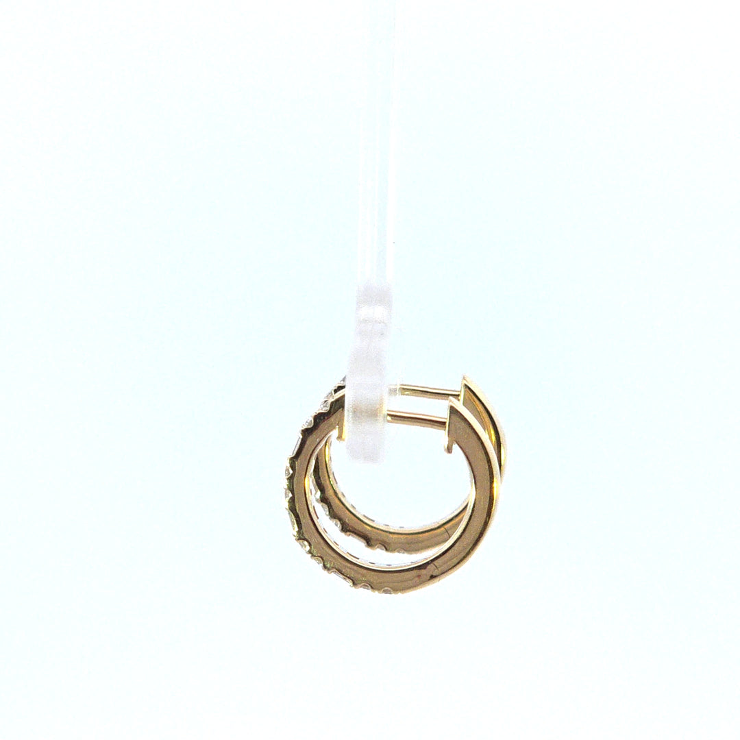 EHF57616. 14k Solid Yellow Gold Diamond Huggie Hoop Earrings