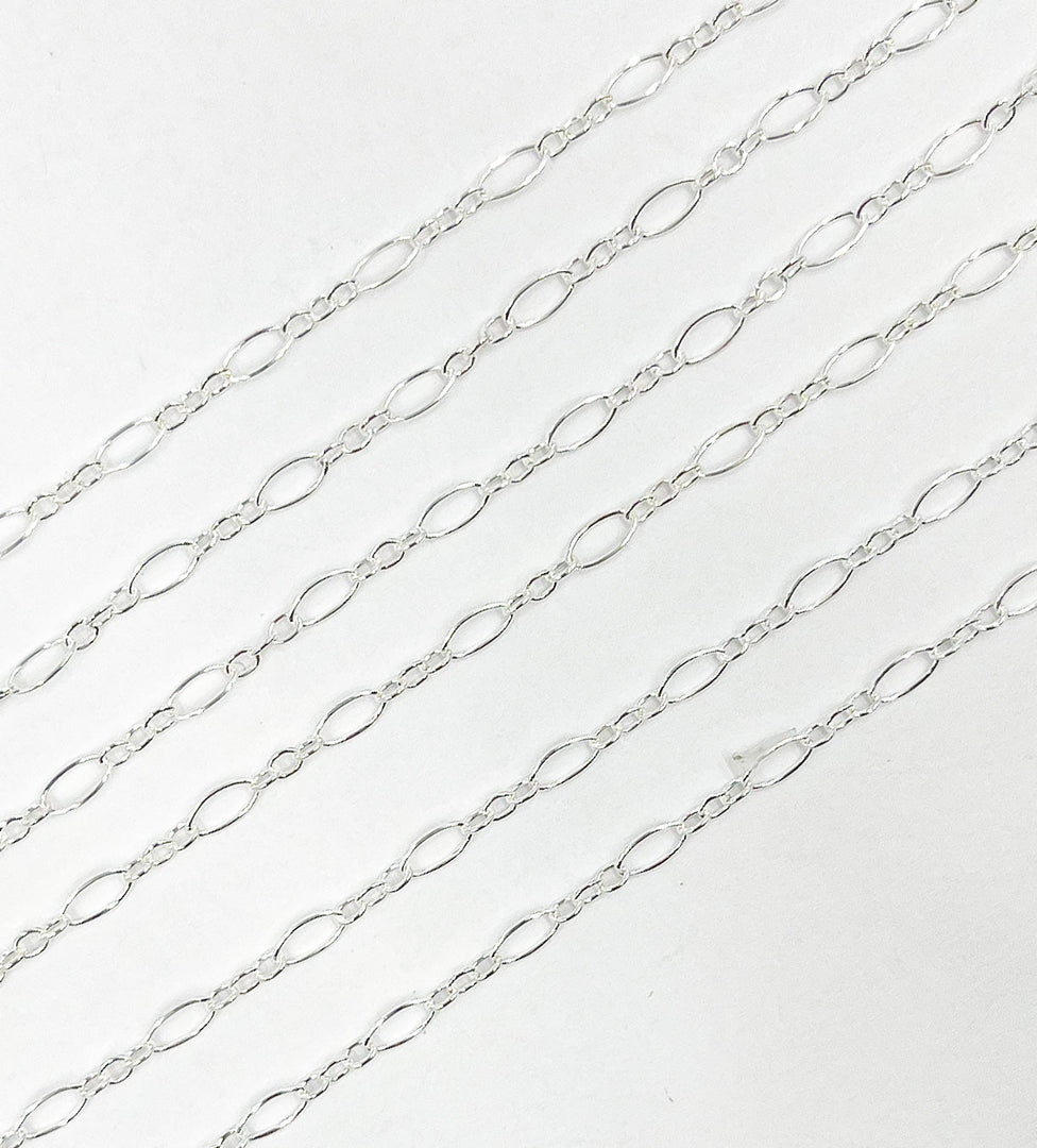 925 Sterling Silver Flat Oval & Round Links Chain. 716FSS