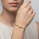 Load image into Gallery viewer, BNB68644. 14K Solid Gold Baguette Diamond Beaded Bangle
