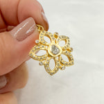Load image into Gallery viewer, DP218. Polki Diamond &amp; Sterling Silver Flower Pendant with Gemstones
