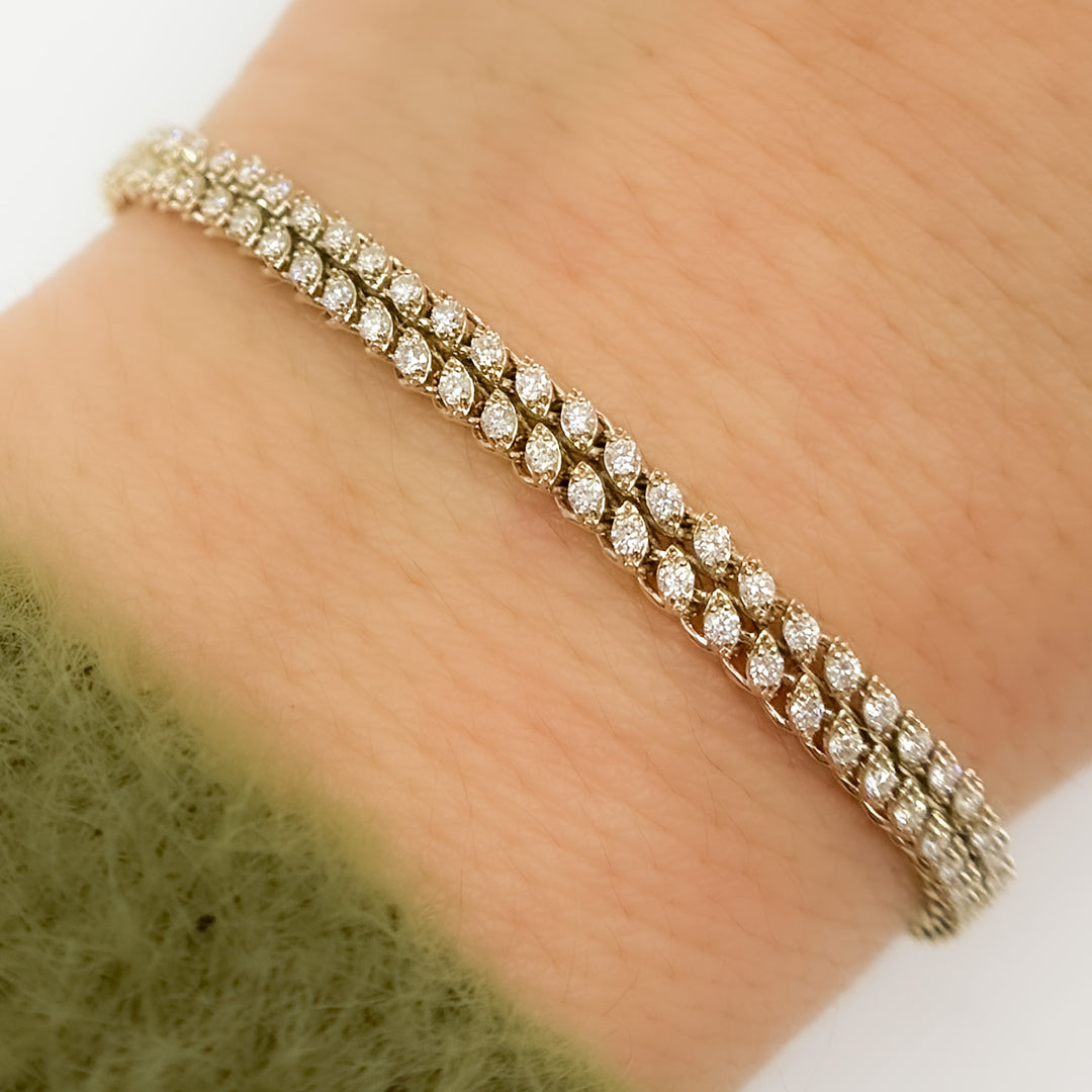 BTP65177. 14K Solid Yellow Gold Diamond Tennis Bracelet