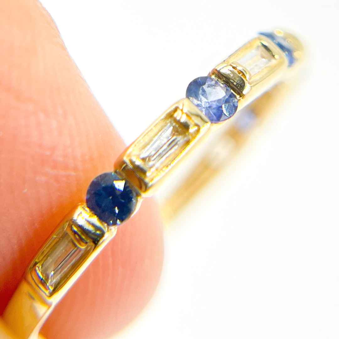 14K Solid Gold Diamond & Blue Sapphire Ring. RAA00669BS